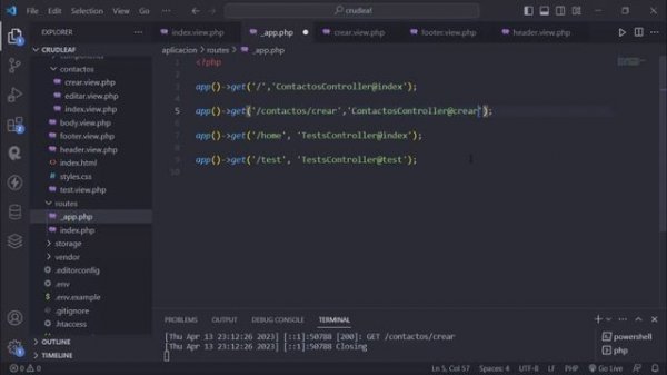 Crear una aplicacion web con php / CRUD php y mysql con leaf