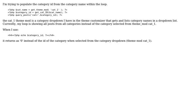 Wordpress: Category ID returns as '0'? смотреть онлайн