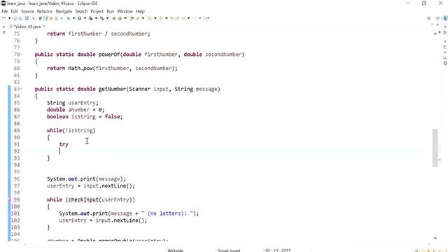 Java 50: Handle NumberFormatException when parsing a String that contains letters into a Double. смотреть онлайн