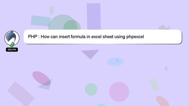 PHP : How can insert formula in excel sheet using phpexcel смотреть онлайн