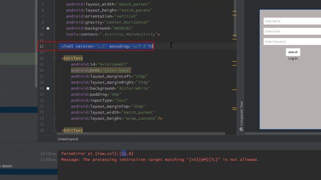 Error : ParseError at [row,col]:[x,y] in Xml (Android Studio) смотреть онлайн
