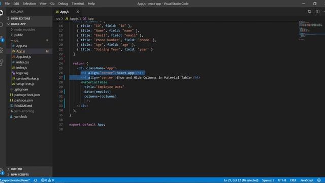 18. Show / Hide columns of Material Table | Material UI смотреть онлайн
