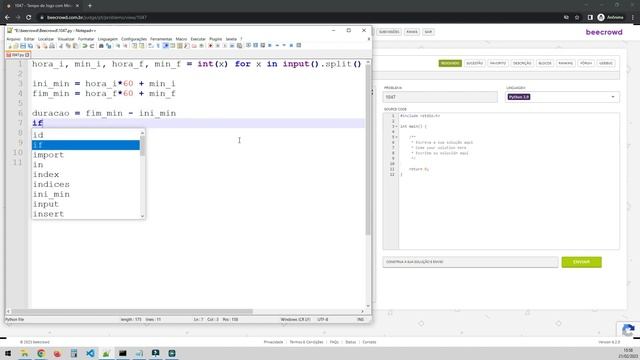 Beecrowd 1047 - Python - Tempo de Jogo com Minutos смотреть онлайн