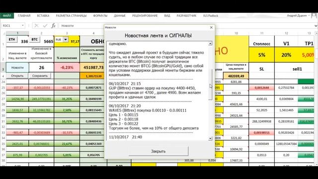 Получение сигналов в Табличном процессоре Excel Orders Control смотреть онлайн