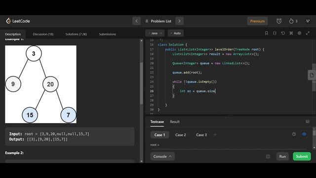 Binary Tree Level Order Traversal | LeetCode 102 | Java смотреть онлайн