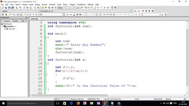 3: User Define Function To Calculate Factorial Of Any Number C++ смотреть онлайн