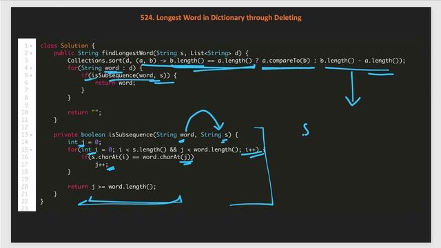 Longest Word in Dictionary through Deleting | LeetCode 524 | Stirng смотреть онлайн