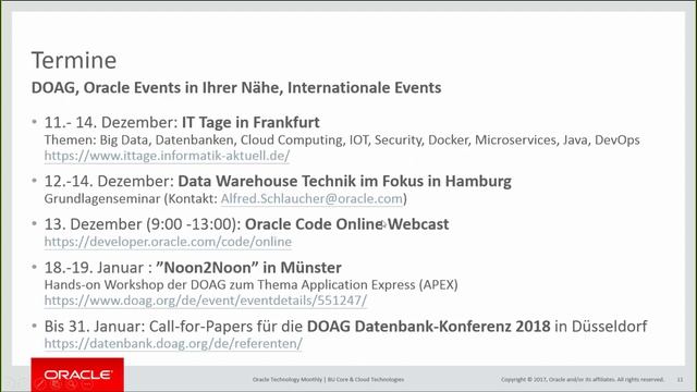 Oracle Technology Monthly Dezember 2017 смотреть онлайн