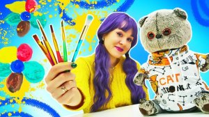 Кот Дымок и идеи для детского творчества. Рисуем цветным льдом! Видео для детей про мягкие игрушки