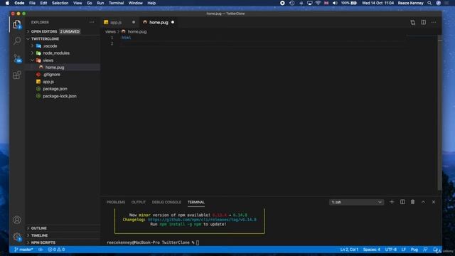 3.4 Creating our first Pug template смотреть онлайн