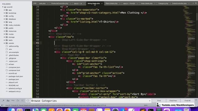 Laravel 9 Tutorial #64 | Multi Vendor Ecommerce | Product Listing (II) | Embed Listing Page Design смотреть онлайн