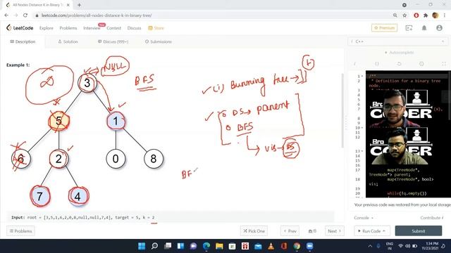 All Nodes Distance K in Binary Tree || Binary Tree 20 || Placement Preparation Series || BFS|| смотреть онлайн
