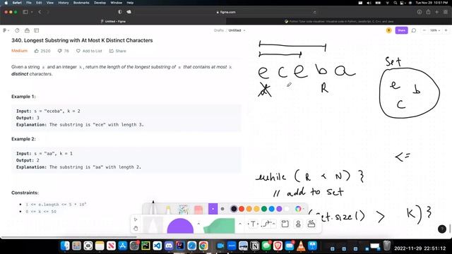 Longest Substring with At Most K Distinct Characters смотреть онлайн