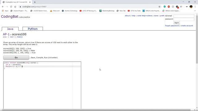 AP-1 (scores100) Java Tutorial || Codingbat.com смотреть онлайн