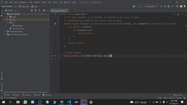 Check whether if an element is present in an array - Java смотреть онлайн