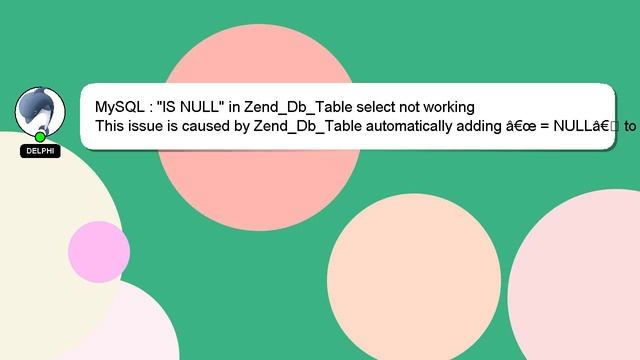 MySQL : "IS NULL" in Zend_Db_Table select not working смотреть онлайн