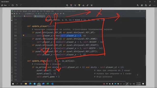 Разбор кода первой игры на Pyxel смотреть онлайн