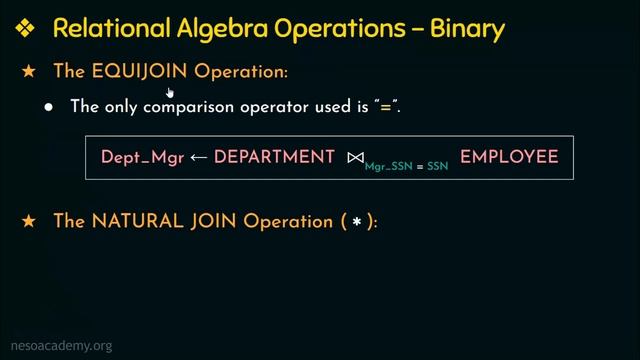 Relational Algebra Operations - Binary смотреть онлайн