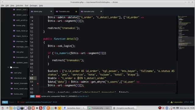 Membangun Olshop sederhana dengan CodeIgniter Part 28 : Fitur Transaksi pada Admin смотреть онлайн