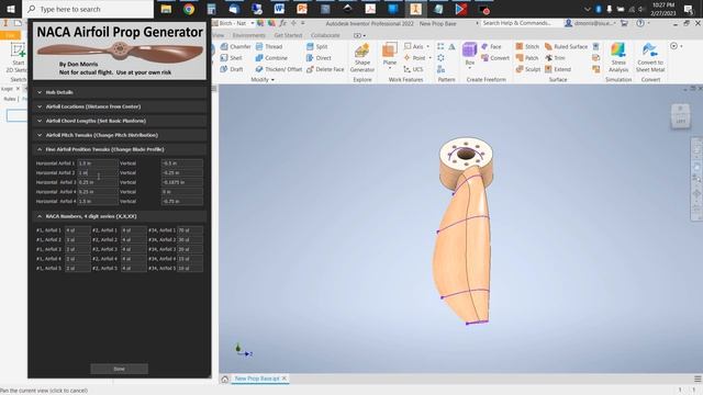 Modelling a NACA Airfoil Based Propeller on Autodesk Inventor: Parametric Equations смотреть онлайн