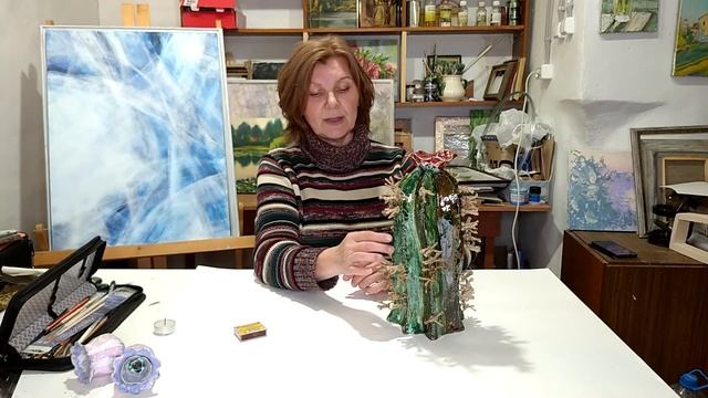 Презентация керамической скульптуры-подсвечника "Кактус": оформление колючек, зажигаем свечку. смотреть онлайн