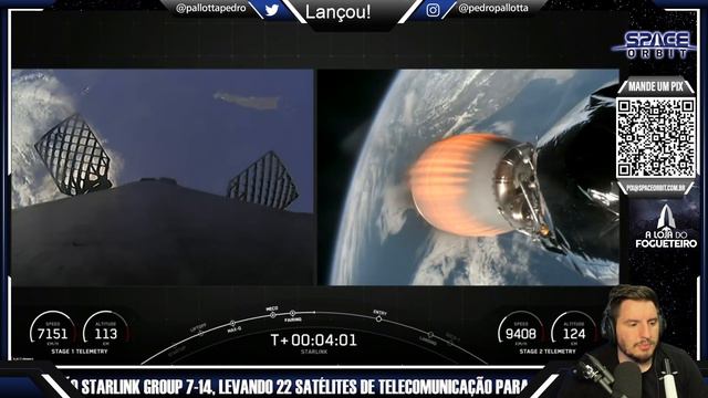 LANÇAMENTO DO FOGUETE FALCON 9 - Starlink Group 7-14 смотреть онлайн