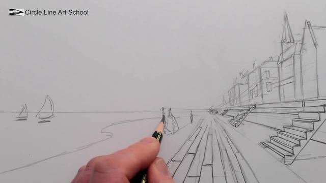 How To Draw A Beach Landscape Using 1-Point Perspective смотреть онлайн