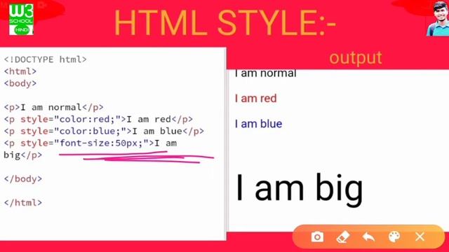 W3school : STYLE in html /how to change text color in HTML/css / Change font size in HTML / LESSON- смотреть онлайн