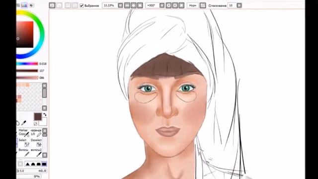 tutorial paint tool sai "Рисую девушку" смотреть онлайн
