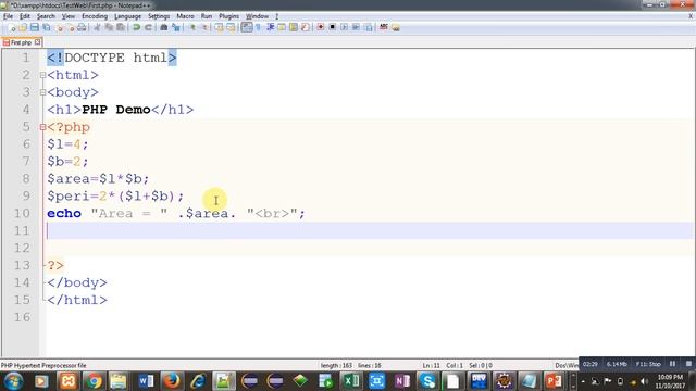 05 PHP | How to calculate area and perimeter of rectangle in PHP using xampp | By Sanjay Gupta смотреть онлайн