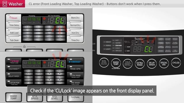[LG Front Load Washers] CL Error Or Child Lock Error Code Appears On Display смотреть онлайн