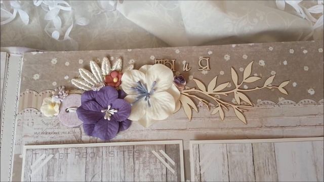 Скрапбукинг - свадебный альбом в стиле Прованс: видео-обзор. // Wedding album "Provence". смотреть онлайн