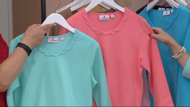 Quacker Factory Braided Sparkle Set of 2 3/4 Sleeve T-shirts on QVC смотреть онлайн