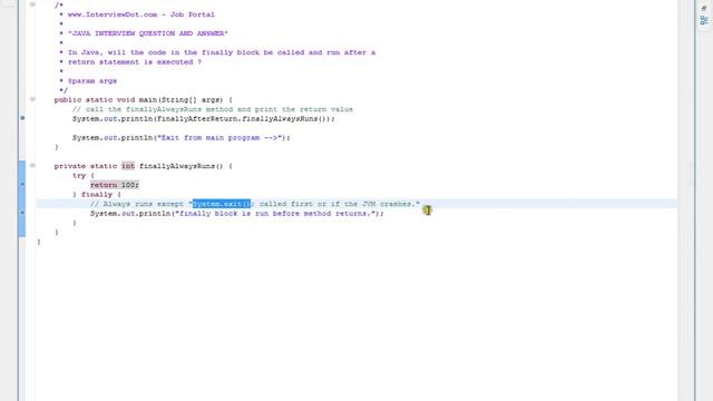 In Java, will the code in the finally block be called and run after a return in try block смотреть онлайн