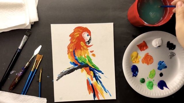 ПОПУГАЙ ?• Как рисовать без опыта • Рисование красками для начинающих • Как нарисовать попугая смотреть онлайн