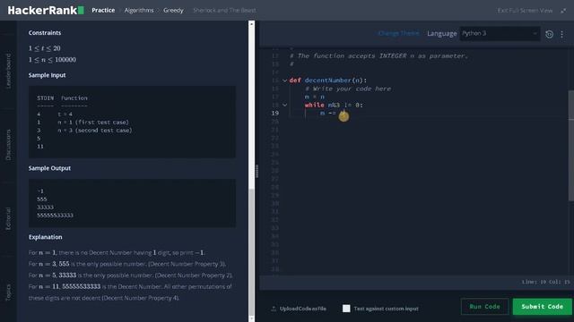 183 - Sherlock and The Beast | Greedy | Hackerrank Solution | Python смотреть онлайн
