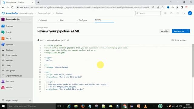 Run Default YAML pipeline in Azure DevOps | How to create YAML pipeline for beginners | смотреть онлайн