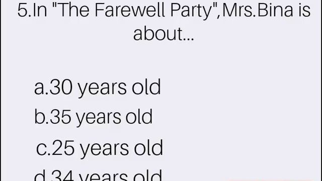 The Farewell Party By Anita Desai... Important Objective Questions Answered...for LT GRADE