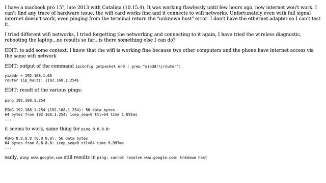 Apple: Macbook pro 15", late 2013: internet stopped working смотреть онлайн