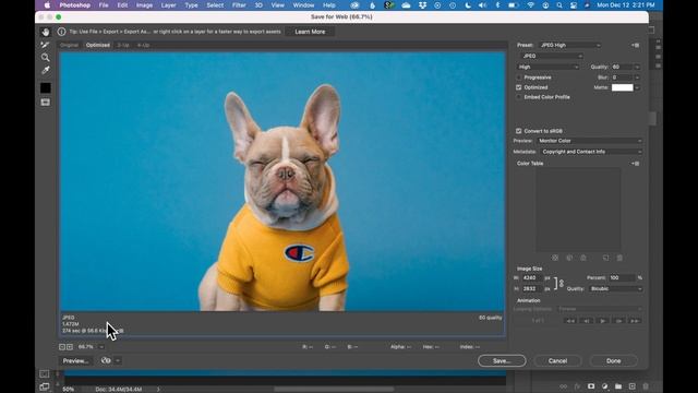 Export image for web in Photoshop - Reduce file size, RGB color, 72 DPI - Graphic Design Tutorial смотреть онлайн