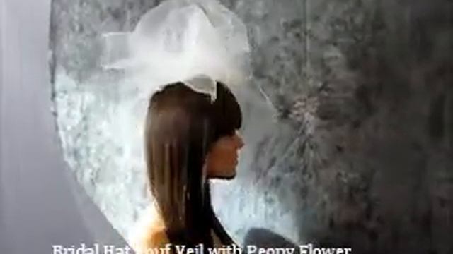 Bridal Hat Veil with Pouf Veil and Peony Flower смотреть онлайн