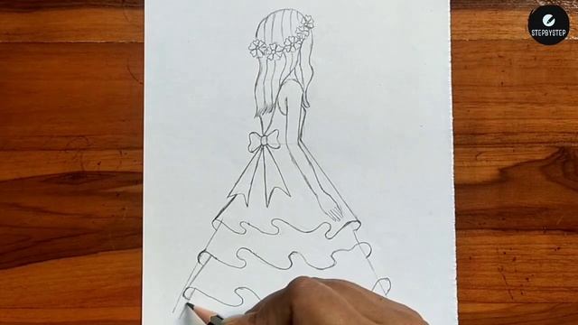 How to draw a fancy dress Girl | Beautiful girl drawing | StepByStep смотреть онлайн