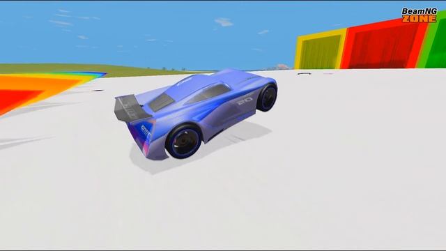 Cars vs Portal Trap With Slide Colors McQueen Biggest Car The King Truck Bus - BeamNG.Drive Zone смотреть онлайн