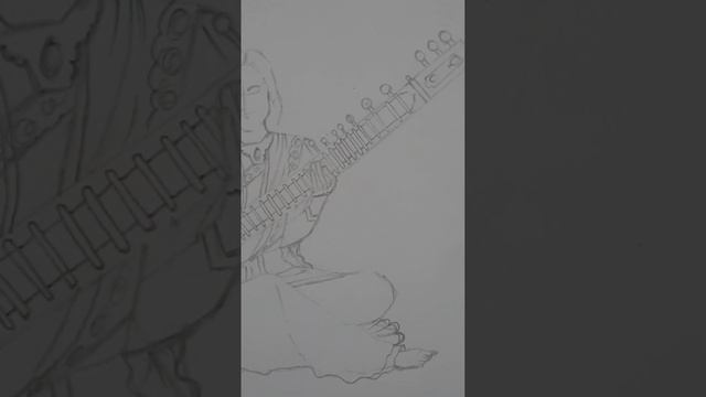 A skill sketch of women sitting with instrument ...can u make the sketch... смотреть онлайн