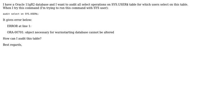 Oracle 11gR2 - How To Audit SYS.USER$ Table смотреть онлайн