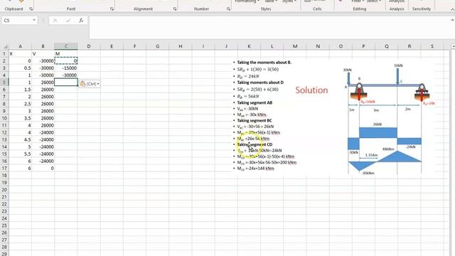 Video 6 - Plotting the SF and BM diagram for Example 1c in Excel смотреть онлайн