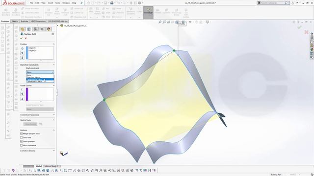 Loft with Guides and Continuity - SolidWorks 2019 / 20 Training - Surfaces смотреть онлайн