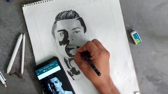 how to sketch cristiano ronaldo with black shadow (realistic sketch) .play ⚽️& stay healthy смотреть онлайн