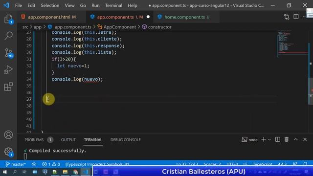 TypeScript en Angular 12 constructor ngOnInt variables globales let console.log mostrar x consola P смотреть онлайн