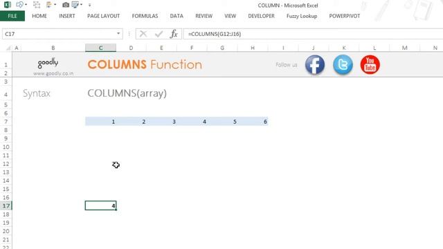 COLUMNS Function in Excel смотреть онлайн